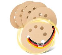 Woltersberger® 50 piezas Papel de lija de 125 mm | Papeles de Lija Abrasivos con 8 Agujeros para Lijadora Excéntrica | grano P100 oro| para un lijado óptimo, versátil