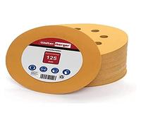 Woltersberger® 50 piezas Papel de lija de 125 mm | Papeles de Lija Abrasivos con 8 Agujeros para Lijadora Excéntrica | grano P80 oro | para un lijado óptimo, versátil