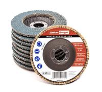 Woltersberger® Juego de 8 discos de láminas de acero de 125 mm de diámetro, grano P40, P60, P80, P120, color azul para acero inoxidable, metal/acero, madera, discos de láminas de corcho de circonio