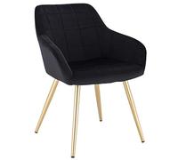 WOLTU 1 x Silla de Comedor Nordica Estilo Vintage, con Reposabrazos Tapizada Terciopelo, Estructura de Metal, Negro BH232sz-1