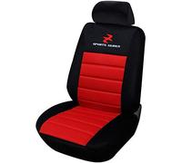 WOLTU 1x Fundas de Asiento para Coche Universal Delantero Cubierta para Asiento Automóvil sin Bolsa de Aire Poliéster Negro/Rojo