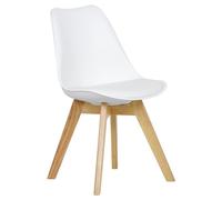 WOLTU 1x Silla de Comedor Dining Chairs Silla Tower Madera Silla de Escritorio Asiento Acolchado en Cuero Sintético y Polipropileno Silla de Cocina Silla Conferencia Blanco BH29ws-1