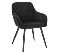 WOLTU 1x Silla de Comedor Nordica Estilo Vintage, con Reposabrazos Tapizada en Terciopelo, Estructura de Metal, Negro BH93sz-1