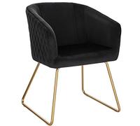 WOLTU 1x Silla de Comedor Vintage Nórdica Tapizada con Reposabrazos en Terciopelo Estructura de Metal Doradas, Negro BH271sz-1