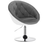 WOLTU 1x Taburete de Bar Acero Cromado Piel Sintética Conferencia Peluquería Oficina Gris+Blanco BH41grw-1