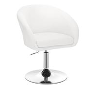 WOLTU 1x Taburete de Bar Altura Ajustable Acero Cromado, Cuero Sintético Taburete Peluquería Blanco BH24ws-1