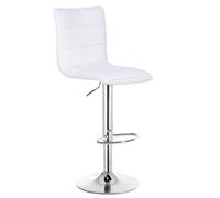 WOLTU 1x Taburete de Bar Regulable en Altura con Respaldo Juego de 1 Taburete Altos Cocina Giratorio Piel Sintética Cromado Silla Bar Blanco BH15ws-1