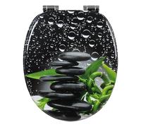 WOLTU # 2 Premium - Asiento de inodoro con cierre automático, bisagra de cierre suave, diseño de diseño, núcleo de madera MDF, 37,8 x 43,8 cm