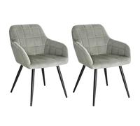 WOLTU 2 x Sillas de Comedor Nordicas Estilo Vintage Juego de 2, Silla de Cocina Silla Tapizada con Reposabrazos Tapizadas en Terciopelo, Estructura de Metal, Gris BH93gr-2