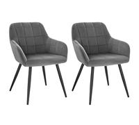 WOLTU 2 x Sillas de Comedor Nordicas Estilo Vintage Juego de 2, Silla de Cocina Silla Tapizada con Reposabrazos Tapizadas en Terciopelo, Estructura de Metal, Gris Oscuro BH93dgr-2