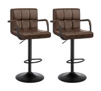 WOLTU 2 x Taburete de Bar con Respaldo Estilo Vintage Regulable en Altura y Giratorio Cuero Sintético para Bar Cocina Salon Dormitorio Marrón Oscuro BH113dbr-2