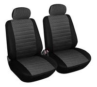 WOLTU 2X Fundas de Asiento para Coche Universal Delantero Cubierta para Asiento Automóvil sin Bolsa de Aire Poliéster Negro/Gris