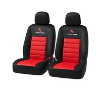 WOLTU 2X Fundas de Asiento para Coche Universal Delantero Cubierta para Asiento Automóvil sin Bolsa de Aire Poliéster Negro/Rojo