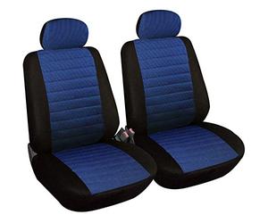 WOLTU 2X Fundas de Asiento para Coche Universal Delantero Cubierta para Asiento Automóvil sin Bolsa de Aire Poliéster Negro/Azul