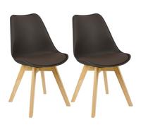 WOLTU 2X Sillas de Comedor Dining Chairs Silla Tower Madera Silla de Escritorio Asiento Acolchado en Cuero Sintético y Polipropileno Silla de Cocina Silla Conferencia Marrón BH29br-2