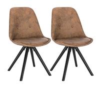 WOLTU 2X Sillas de Comedor Nórdica Asiento de Tela Estilo Vintage Pata de Madera Maciza con Respaldo Sillas Diseño Moderno Marrón Oscuro BH268dbr-2