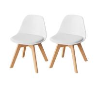 WOLTU 2X Sillas para Niños, Sillas Infantiles Altura de 33 cm, Respaldo Curvado, Asiento de PP + PU, Patas de Madera, con Almohadillas, 38x33x56 cm, Blanco