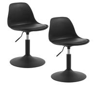 WOLTU 2X Taburete de Bar con Respaldo, Piel Sintética, Negro | Altura Ajustable, Giratorio, para Tocador, Dormitorio, Oficina en Casa y Salón