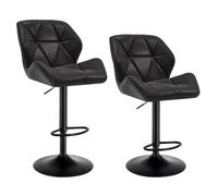WOLTU 2X Taburete de Bar con Respaldo Sillas de Bar Regulables en Altura, con Asiento Acolchado PU Sillas Giratorias Muebles Cocina Silla de Comedor Negro BH287sz-2