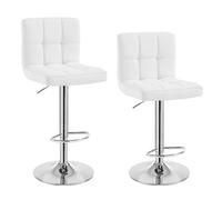 WOLTU 2X Taburete de Bar Silla de Bar Cuero Sintético Muebles Cocina Taburete Alto Regulable en Altura con Respaldo Sillas Alta Taburetes Tapizado Blanco