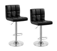 WOLTU 2X Taburete de Bar Silla de Bar Cuero Sintético Muebles Cocina Taburete Alto Regulable en Altura con Respaldo Sillas Alta Taburetes Tapizado BS9107 Negro