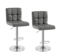 WOLTU 2X Taburete de Bar Silla de Bar Cuero Sintético Muebles Cocina Taburete Alto Regulable en Altura con Respaldo Sillas Alta Taburetes Tapizado Gris