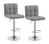 WOLTU 2X Taburete de Bar Silla de Bar Lino Muebles Cocina Taburete Alto Regulable en Altura con Respaldo Sillas Alta Taburetes Tapizado Gris Claro