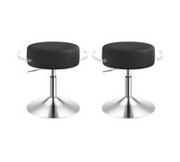 WOLTU 2X Taburete Maquillaje Redondo Giratorio PU, Negro | Altura Ajustable 44-56 cm, Base Redonda de Metal, para Tocador, Dormitorio, Oficina en Casa y Salón