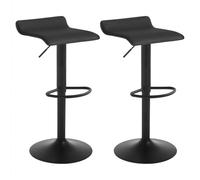 WOLTU 2X Taburetes Cocina Giratorios 360°, Taburetes Bar con Reposapiés, Altura Ajustable, Asiento PVC, para Comedor, Salón y Cafetería, Negro