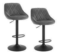 WOLTU 2X Taburetes de Bar Terciopelo Regulable en Altura, Gris Oscuro | con Respaldo, para Comedor, Salón y Cafetería