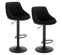 WOLTU 2X Taburetes de Bar Terciopelo Regulable en Altura, Negro