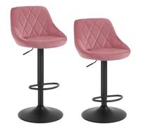 WOLTU 2X Taburetes de Bar Terciopelo Regulable en Altura, Rosa