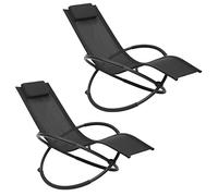 WOLTU 2X Tumbonas de Jardin, Tumbona de Metal para Camping, Silla Relax de Playa, Terraza, Cubierta Transpirable de Textileno, hasta 160 kg, Negro, LS002sz-2