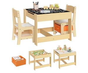 WOLTU 3 uds. Grupo de Asientos para Niños Mesa y 2 Sillas con Espacio de Almacenamiento para Juegos de Niños en Edad Preescolar