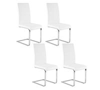 WOLTU 4X Sillas de Comedor Ergonómicas para Oficina y Casa, Forma de C con Respaldo Alto, Estilo Moderna y Chic, Piel Sintética, Blanco, BH378ws-4