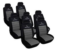 WOLTU 7X Fundas de Asiento para Coche Universal Delantero y Traseros Cubierta para Asiento Automóvil sin Bolsa de Aire Poliéster Negro/Gris