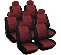WOLTU 7X Fundas de Asiento para Coche Universal Delantero y Traseros Cubierta para Asiento Automóvil sin Bolsa de Aire Poliéster Rojo 7233-7