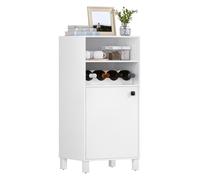 WOLTU Aparador Auxiliar de Cocina, Armario de Salon, con Botellero de Vino y Puerta, Mueble Blanco de Almacenamiento, 48x40x108 cm