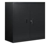 WOLTU Archivador Armario Oficina, Armario Metalico con Cerradura, Cajonera Escritorio Multiusos, Mueble Archivador 2 Puertas, Mueble Auxiliar para Oficina y Estudio, Negro, A90xA92xF40cm, ASK12sz