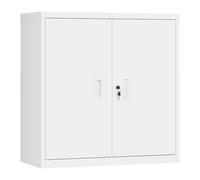 WOLTU Archivador Armario Oficina, Armario Metalico con Cerradura, Cajonera Escritorio Multiusos, Mueble Archivador 2 Puertas, Mueble Auxiliar para Oficina y Estudio, Blanco, A90xA92xF40 cm