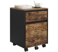 WOLTU Archivador con 2 Cajones y Barra Colgante, Cajonera Escritorio con Ruedas, Mueble Oficina de Almacenamiento, Armario Archivador para Carpetas y Archivos A4, Marrón Rústico, 40x40x56 cm,ASK11hov