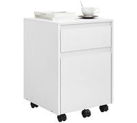 WOLTU Archivador con 2 Cajones y Barra Colgante, Cajonera Escritorio con Ruedas, Mueble Oficina de Almacenamiento, Armario Archivador para Carpetas y Archivos A4, Blanco, 40x40x56 cm,AKS11ws