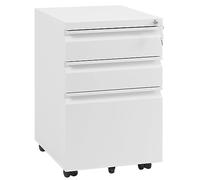 WOLTU Archivador Móvil con 3 Cajones con Cerradura, Cajonera de Oficina con Ruedas Universales, Mueble Archivador para Archivos y Carpetas Colgantes, Blanco, 39x46x62 cm, ASK03ws