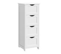 WOLTU Armario de baño, Mueble Auxiliar Baño, con 4 cajones, 30 x 30 x 82 cm, Cajonera Baño Estrecha, para Sala de Estar, Comedor, Cocina, Estilo Moderno, Blanco BZS07ws