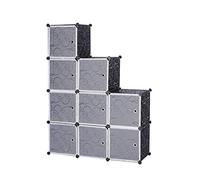 WOLTU Armario Modular Estantería por Módulos DIY, Armario de 9 Cubos con Puertas, para Almanceje de Ropa, Juguetes, Zapatos 111x37x111cm Negro