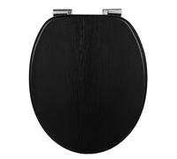WOLTU Asiento de Inodoro con Cierre Suave, Bisagras Cincadas, Núcleo de MDF Madera, Grano de Madera Negro WS2883