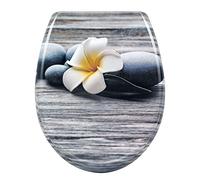 WOLTU Asiento de inodoro con descenso automático, diseño de asiento de inodoro, tapa de inodoro de duroplast, tapa de inodoro estable, gafas de inodoro,color blanco frangipani