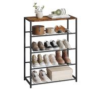 WOLTU Banco para Zapatos, Estante de Zapatos de 4 Niveles de 12 Pares de Zapatos, Marco de Metal, Asiento de Madera, para Recibidor Entrada y Dormitorio