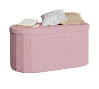WOLTU Baul Almacenamiento Dormitorio, Baúl Puff Plegable, Banco Almacenaje de 76L, Banqueta Otomano Salon, Reposapiés Sofá, 76x38x38 cm, Rosa Claro