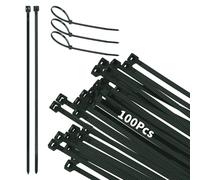 WOLTU Bridas de Plastico para Cableado, 100 Piezas Bridas de Nylon, Abrazaderas de Plastico de Cables 4 * 200 mm, Bridas Resistentes de Cables para Oficina, Hogar y Exteriores, Verde